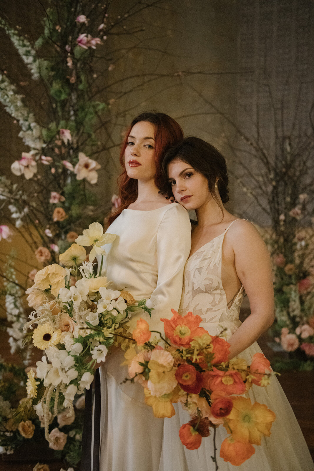 Gwen + Alexandra Styled Shoot, Gwen wearing Sarah Seven. Photographer: Sophie Linberard Planner: Kate Clark Florals: Pistil and Stamen Hair: Ali Vasquez Makeup: Sarah Early Makeup