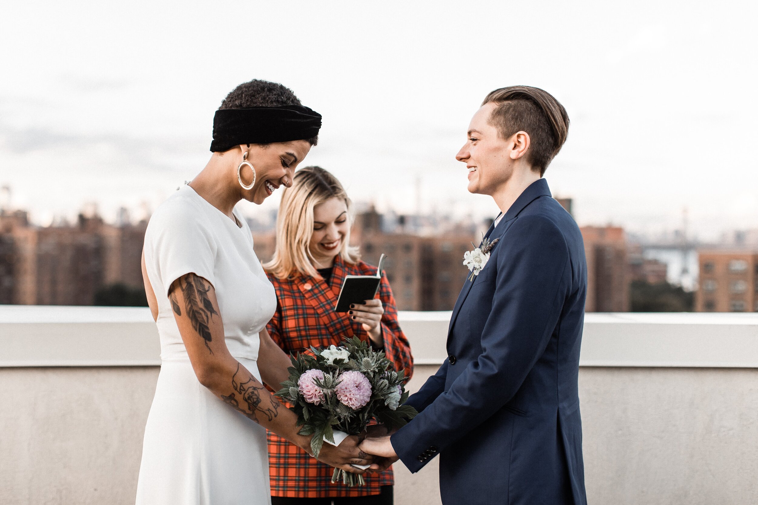Kaylee + Susannah Elopement: Flora Pop Photographer: Amy Lee. Kaylee wearing Sarah Seven.