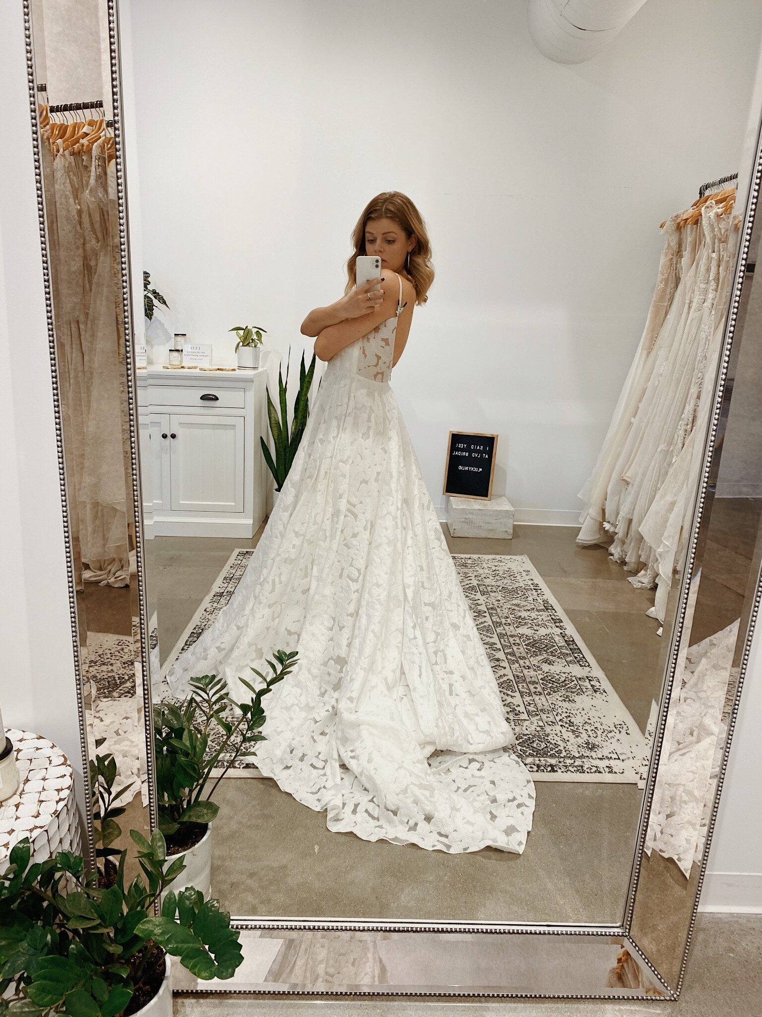 Beaded lace wedding dress with sales pleated skirt