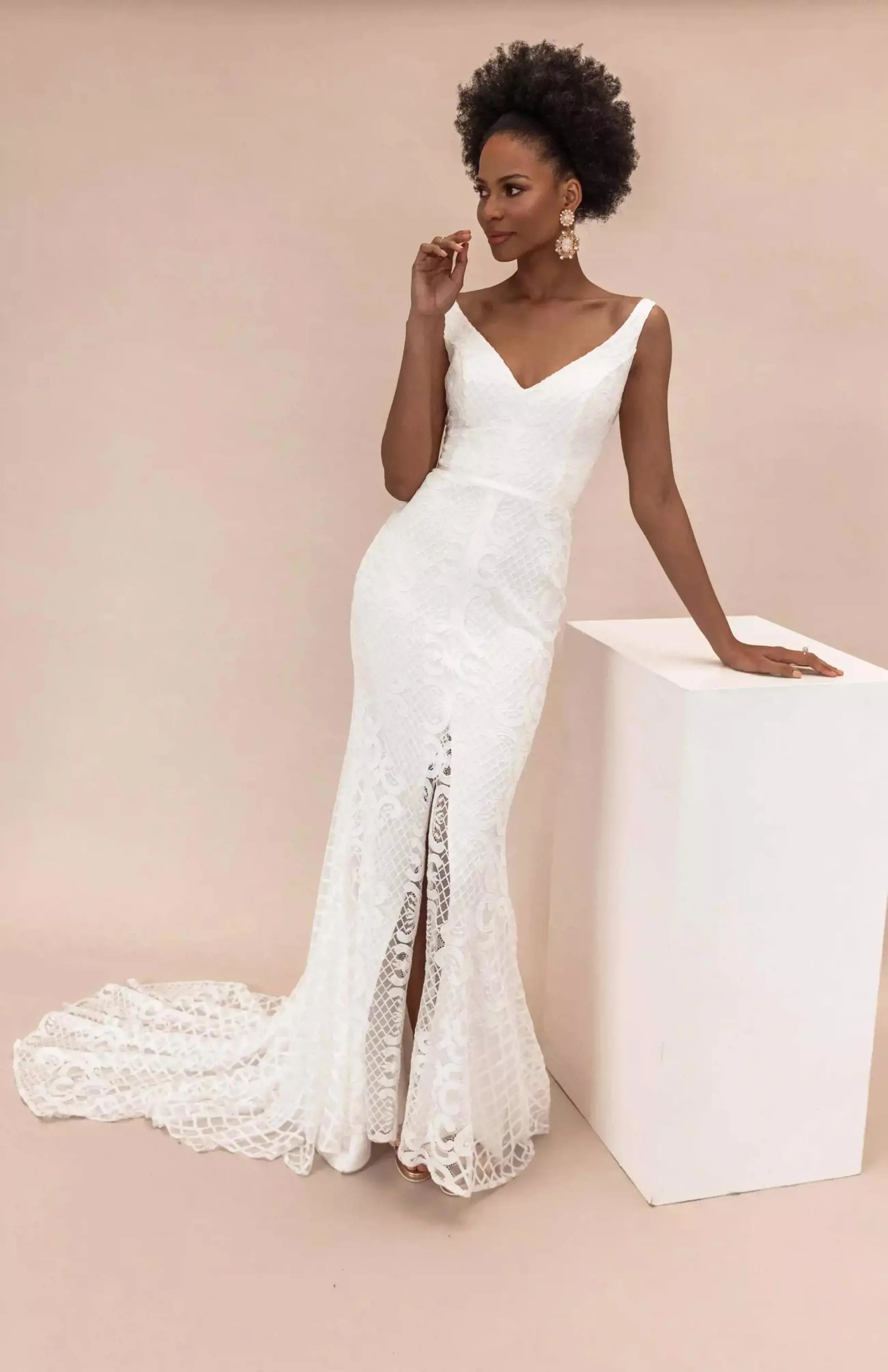 Model wearing a Karen Willis Holmes gown