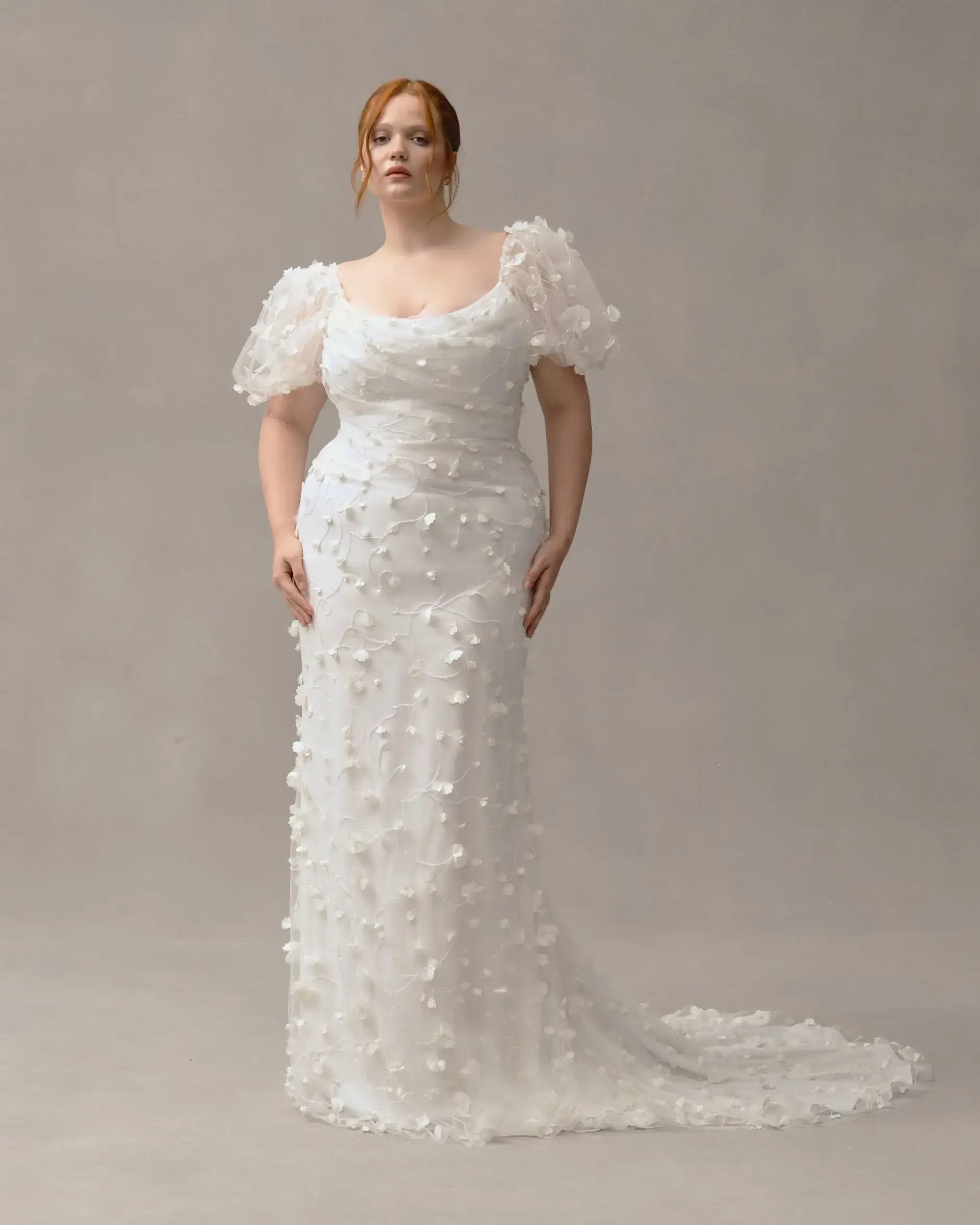 Model wearing a Alexandra Grecco gown